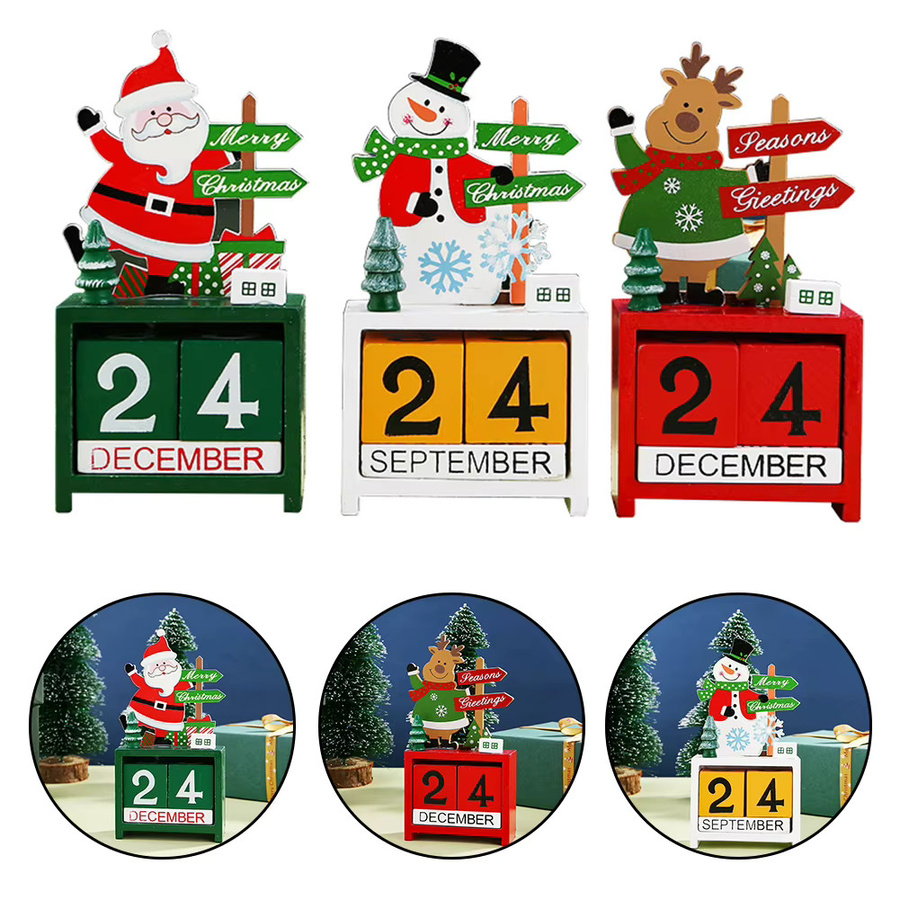 Weihnachts Adventskalender aus Holz als Schreibtisch-Dekoration und Ornament - Bild 2
