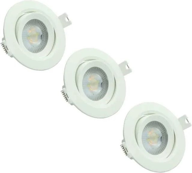 LUXULA 3er Set LED Downlight Einbauleuchten schwenkbar in Weiß mit CCT Funktion und IP44 Schutz - Bild 1