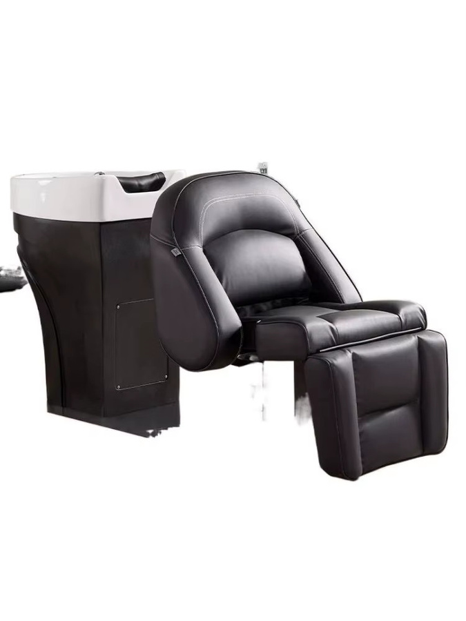 FULANG Elektrisch verstellbarer Friseurstuhl mit integriertem Waschbecken und Shampoo-Liege in Schwarz - Bild 5