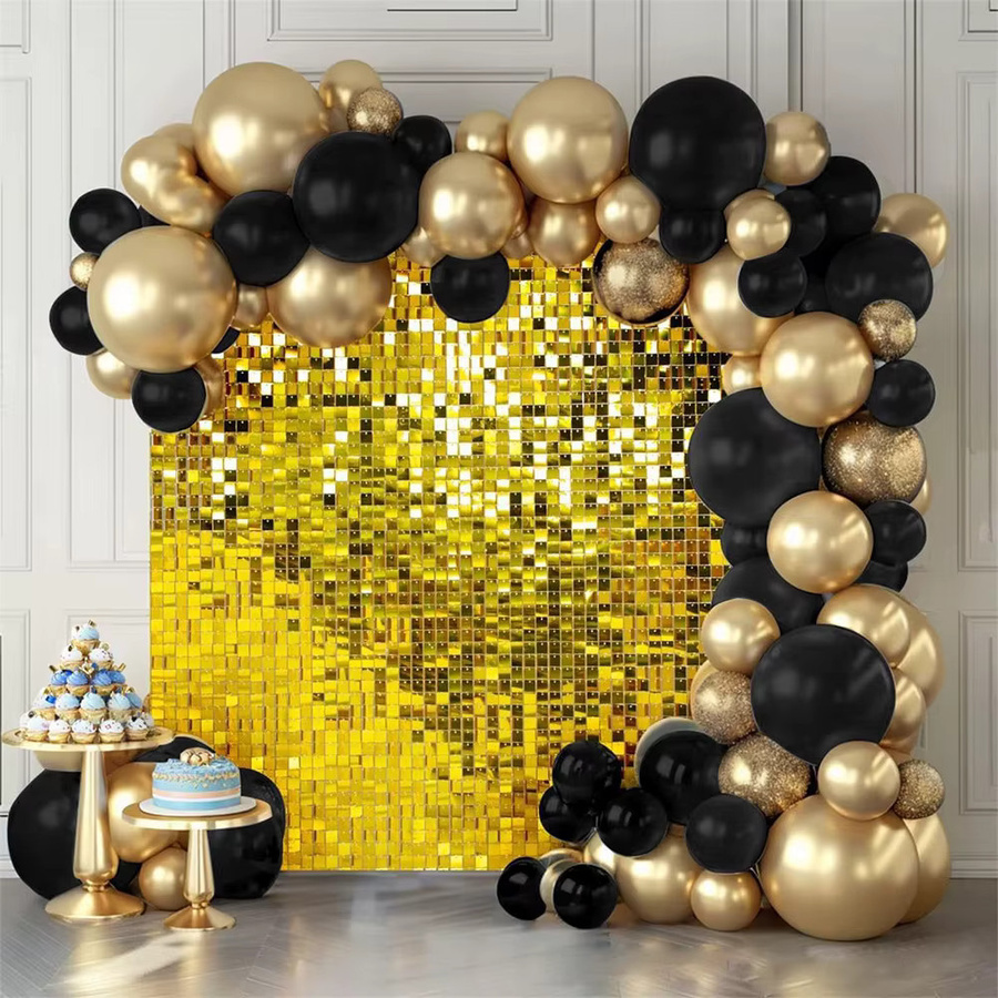 Runtowo 24 Stück glitzernde Pailletten Wand-Hintergrundplatten in Gold und Silber für Party, Hochzeit oder Geburtstag - Bild 2