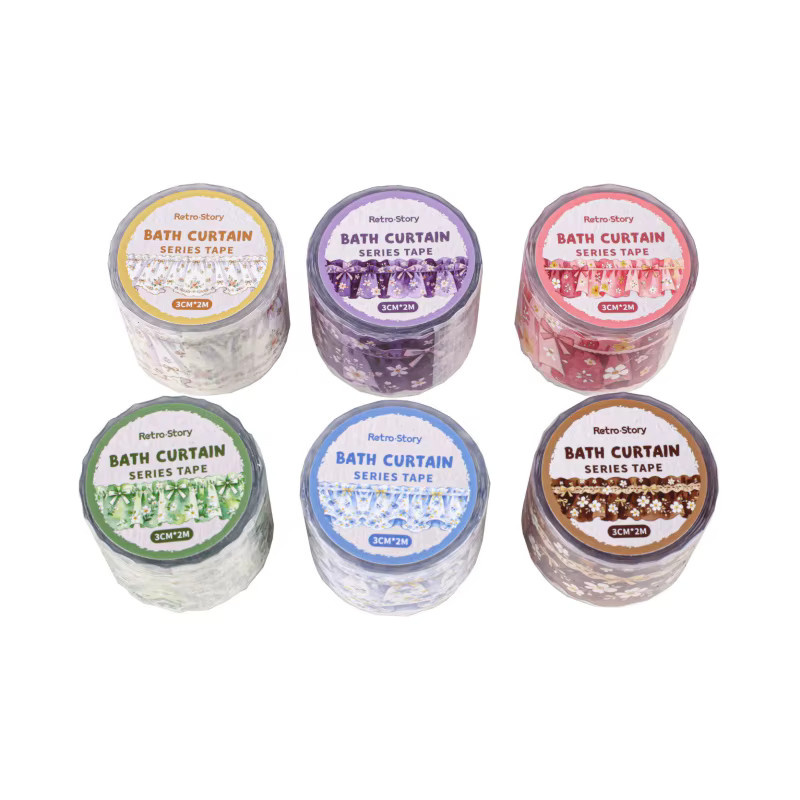 Washi-Tape mit plissierter Vorhang-Textur für Scrapbooking und DIY-Projekte, 1 Rolle, B: 3 cm, L: 200 cm - Bild 3