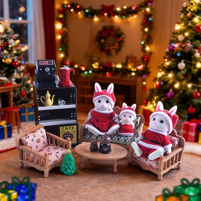MSFTOYS Miniaturmöbel Montage Kaninchen Familie, Wohnzimmer Set, 1:12 Modell - Bild 1