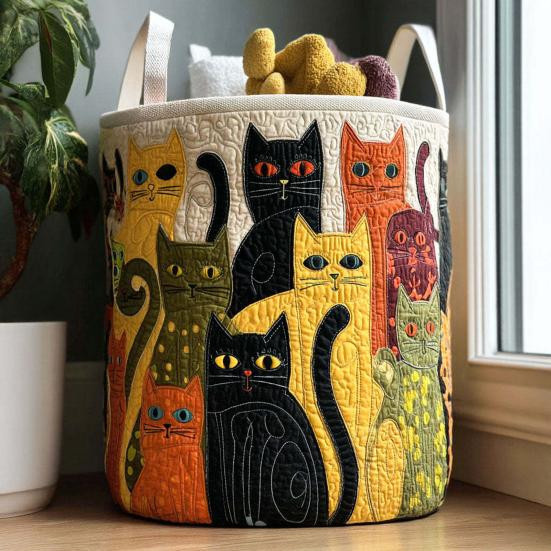Faltbarer Boho Wäschekorb aus Polyester mit Katzen-Design von Hercules zur Aufbewahrung von Kleidung und Spielzeug - Bild 7
