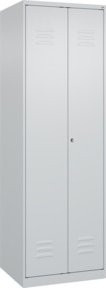 C+P Spind Classic PLUS Schwarz-Weiß mit 2 Abteilen, Lichtgrau, H x B x T: 185 x 60 x 50 cm, mit Zylinderschloss und Kleiderstange - Bild 1