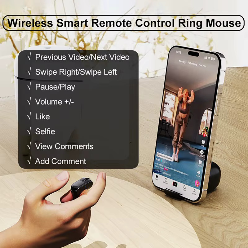 Luxuglow Mini Fingertip Smart Fernbedienungsring-Maus mit 2,4 G Bluetooth-Verbindung und wiederaufladbarem Roller-Touchpad für Windows, iMac und iOS in Schwarz oder Weiß - Bild 3