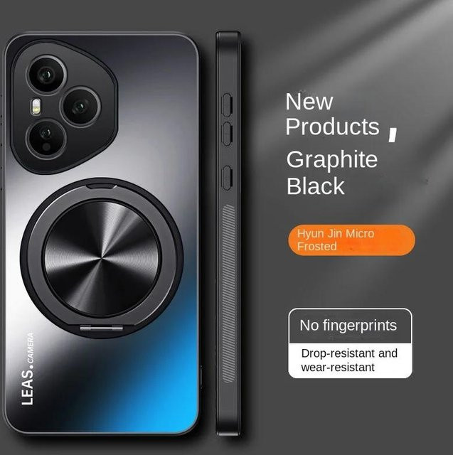 Magnetische Schutzhülle für Huawei Honor 400 Pro und Honor 400 in Schwarz mit mattem Hartschalen-Design und Ringständer - Bild 1