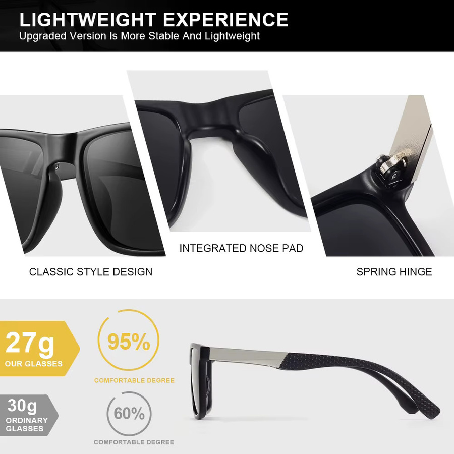 CRIXALIS Sonnenbrille, quadratisch, Vollrand, schwarz, polarisiert, Unisex - Bild 4