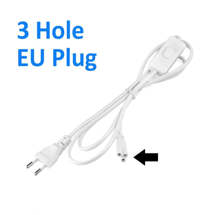 Lcamaw Anschlusskabel für LED Lampen T5 T8 mit Schalter und US/EU Stecker, Farbe: Weiß, Länge: 1,2 m - Bild 1