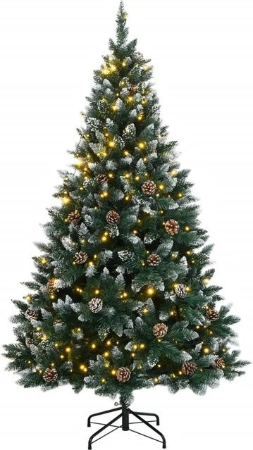 vidaXL Künstlicher Weihnachtsbaum in Grün mit 300 warmweißen LEDs, Höhe: 210 cm - Bild 1