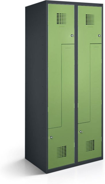rotstahl Z-Spind mit 4 Türen in Hellgrün und anthrazitgrauem Korpus, B/T/H: 60 x 50 x 180 cm - Bild 1