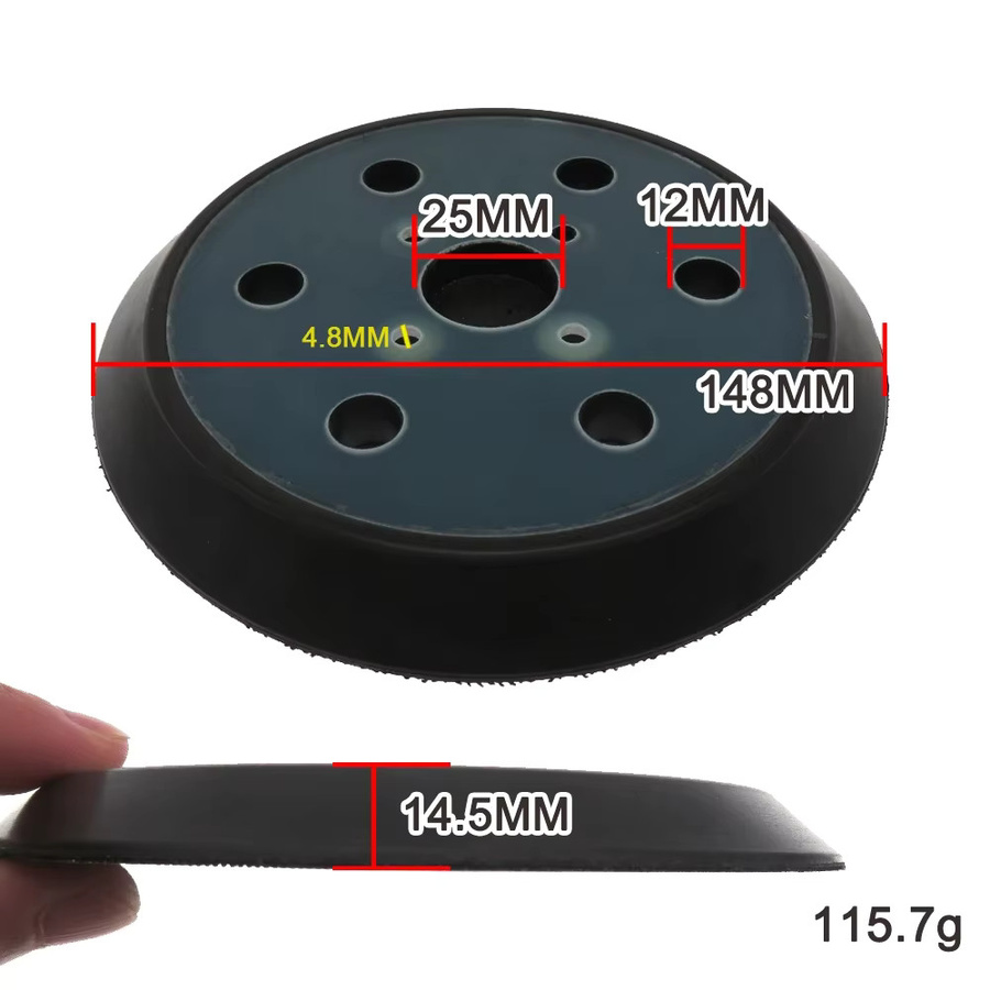 VIBRATITE 6 Zoll 6-Loch-Schleifpad mit Klettverschluss als staubfreier Ersatz-Trägerplatte für Exzenterschleifmaschinen, Durchmesser: 150 mm - Bild 4