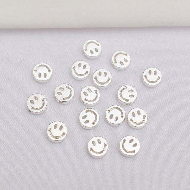 Perlen Abstandshalter, 14 Karat Gold, Smiley Gesicht, Runde Perle, Unisex - Bild 1
