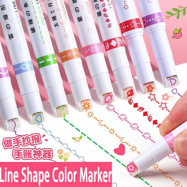 6er Set Highlighter mit geschwungener Roller-Spitze in Multicolour für Schule und Büro - Bild 1