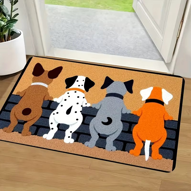 VIKAMA Fußmatte mit Cartoon-Hunden, rutschfest und waschbar, rechteckiger Teppich in Multicolour, Breite: 60 cm, Tiefe: 40 cm - Bild 4