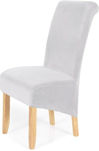 Waschbare Stretch-Samt-Schonbezüge für Esszimmerstühle in Weiß - Bild 1
