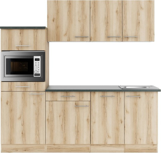 OPTIFIT Livorno290 Küchenzeile in Wildeiche Nachbildung und Anthrazit, Breite: 210 cm - Bild 1