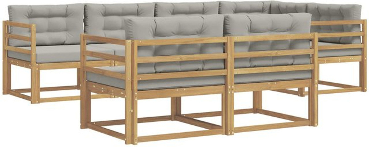 6-teilige Outdoor-Sofagarnitur von vidaXL aus Akazie und Polyester in Weiß und Grau - Bild 1