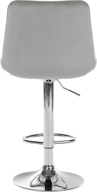 CLP Barhocker Toni in Grau aus Samt mit Rückenlehne und Metallgestell, höhenverstellbarer Barstuhl im modernen Design - Bild 1