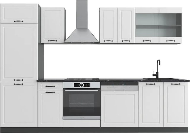 Vicco R-Line Küchenzeile Landhaus Weiß und Anthrazit, Breite: 300 cm - Bild 1