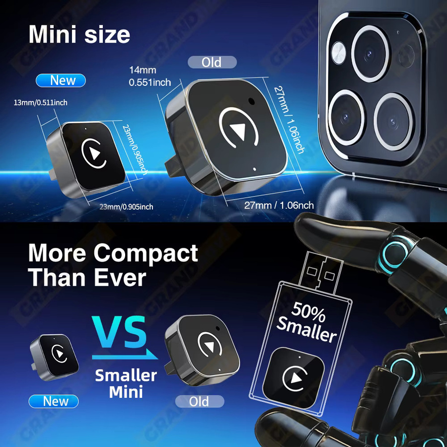 Grandnavi Mini 2in1 Wireless CarPlay und Android Auto USB Adapter Dongle Smart Box in Schwarz für VW Toyota Nissan Honda Ford Benz und KIA - Bild 6