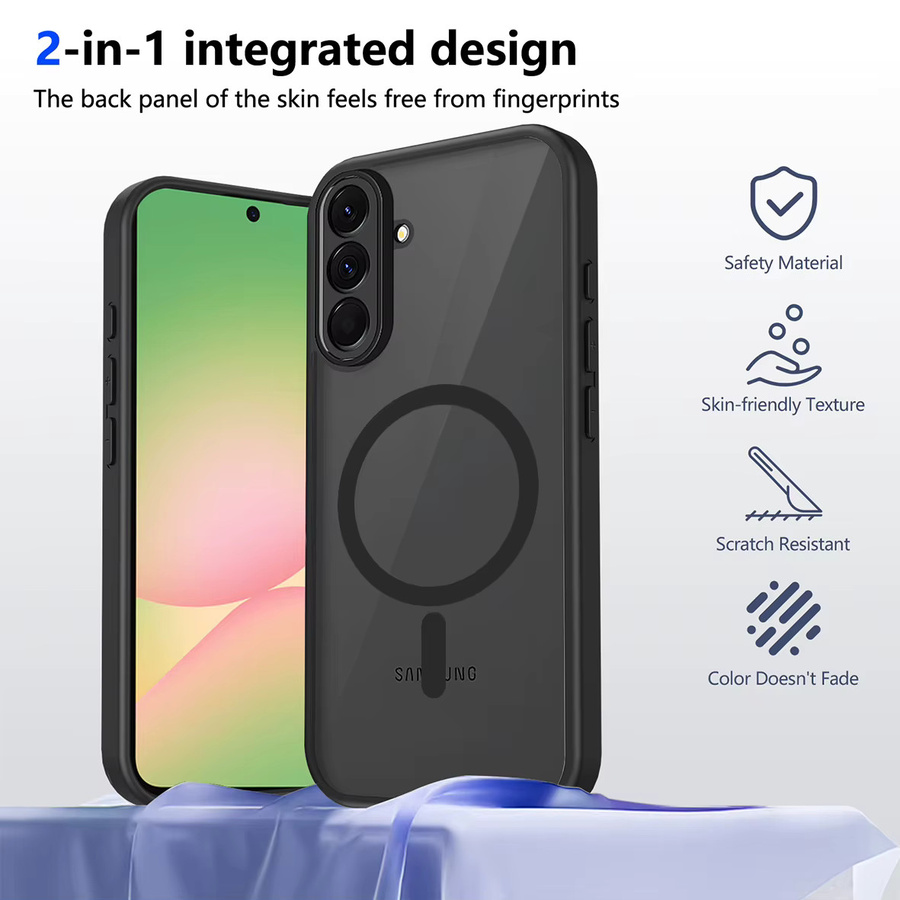 Magnetische kabellose Lade-Telefonhülle für Samsung Galaxy A Serie, transparent schwarz mattiert - Bild 6