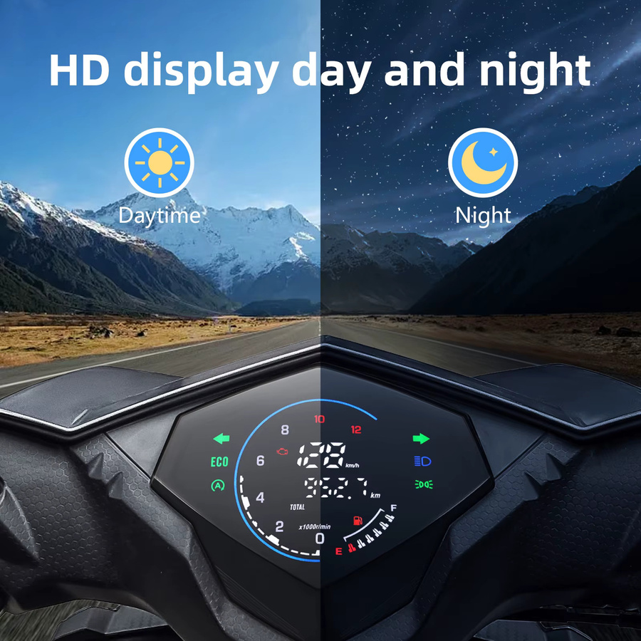 RYSJM Digitaler Tachometer mit LED-Instrumenteneinheit und Kilometerzähler für Suzuki Address 110 in Schwarz - Bild 3