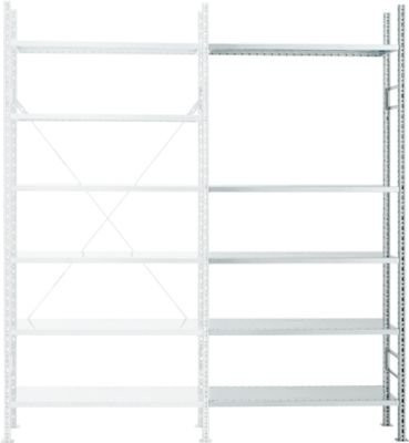 SSI Schäfer Anbaufeldregal R 3000, 5 verstellbare Böden, verzinkt, Farbe: Silber, Tiefe: 30 cm - Bild 1