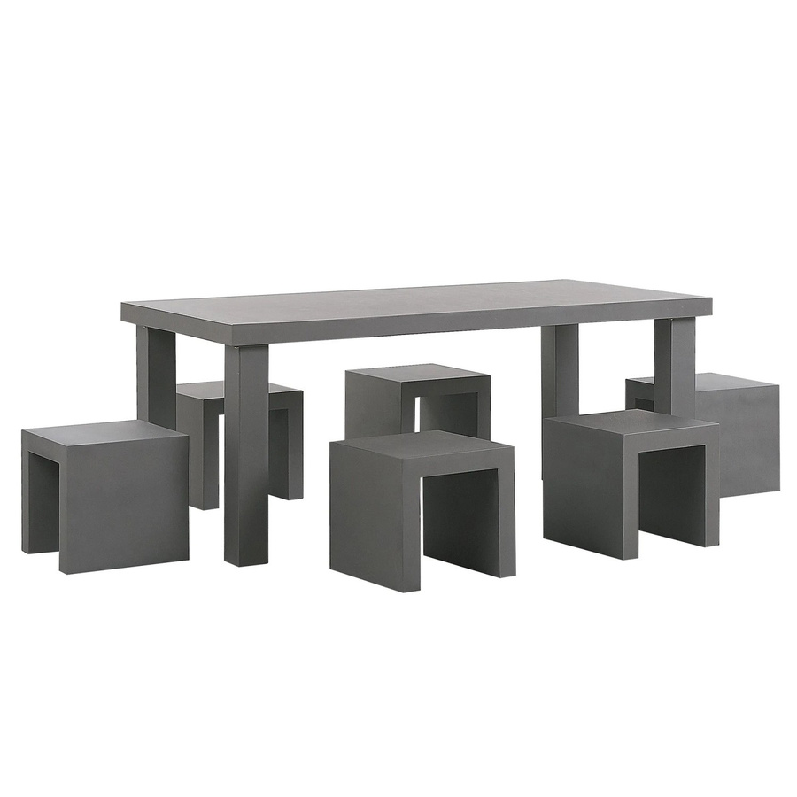 Beliani Gartentisch Set TARANTO in Grau im Industrial Design aus Stein und Metall, B/T/H: 180 x 90 x 76 cm - Bild 2