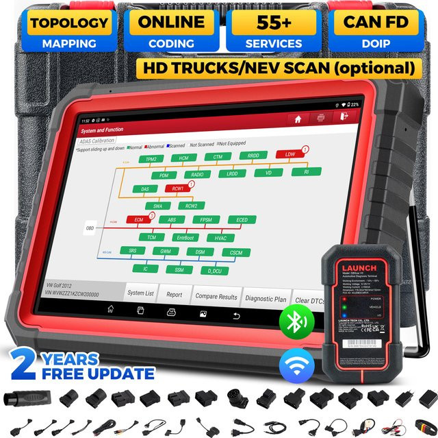 LAUNCH X431 PRO3S+ V5.0 OBD2 Auto-Diagnosetool mit CAN FD, DoIP, Topologie-Karte und TPMS in Schwarz - Bild 1