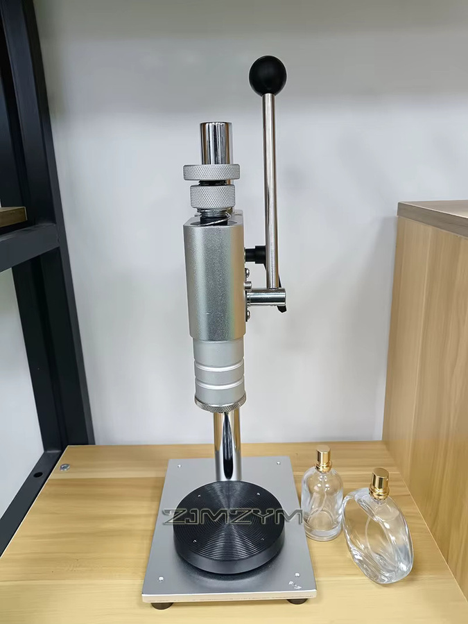 ZJMZYM Manuelle Parfümflaschen-Verschließmaschine aus eloxiertem Aluminium in Silber, B/T/H: 373 x 180 x 140 cm - Bild 2