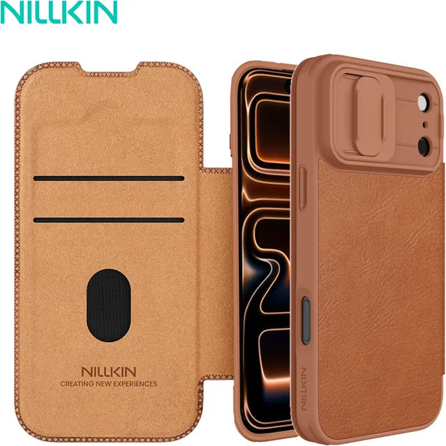 NILLKIN Qin Pro Leder Flip Cover Hülle mit Kartenfach und Kameraschutz für iPhone 17 Pro Max und iPhone 17 Pro in Schwarz - Bild 1