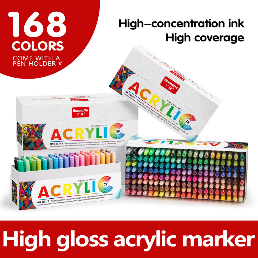 Guangna Acryl-Markierungsstifte Set mit hartem Kopf für professionelles DIY-Graffiti in 168 oder 72 Farben - Bild 2