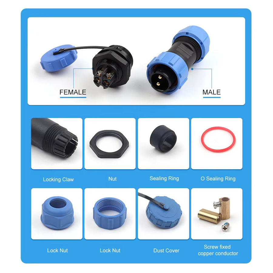 DIY GO LP/SP28 Luftfahrt-Stecker Buchse IP68 wasserdicht in Blau - Bild 4