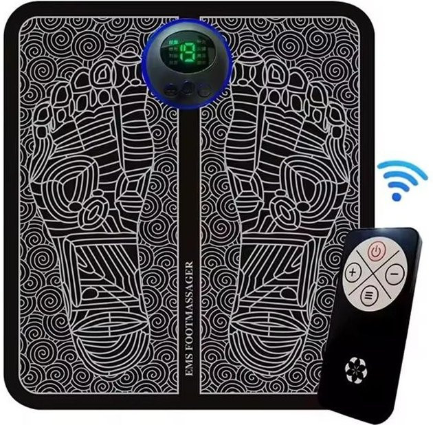 Elektrische EMS Fußmassagematte von Binchi Health Technology in Schwarz, tragbar und faltbar mit USB-Aufladung, B/T/H: 32,5 x 29,5 x 0 cm - Bild 1