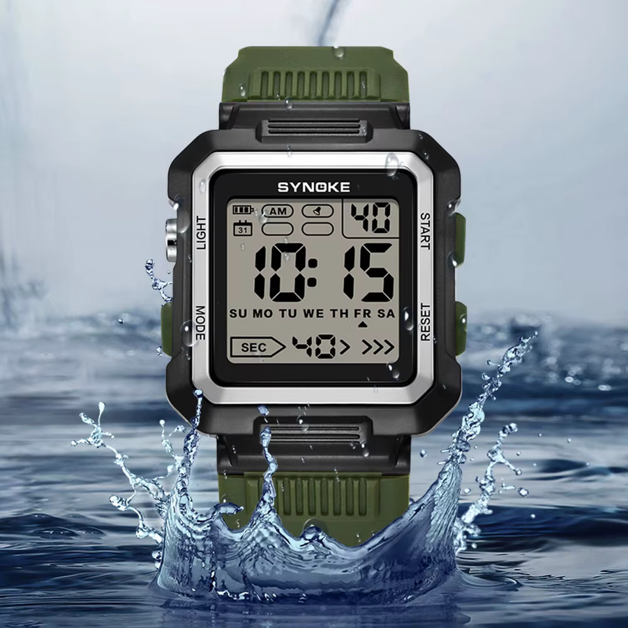 SYNOKE Digitaluhr, Chronograph, Kunststoff, Schwarz, Unisex - Bild 3