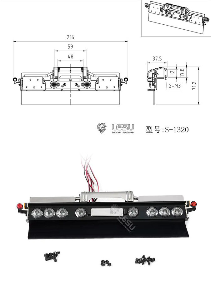 SCALECLUB RC Truck 770S Rücklicht- und Querträger-Set, Zubehör, 1:14 - Bild 5