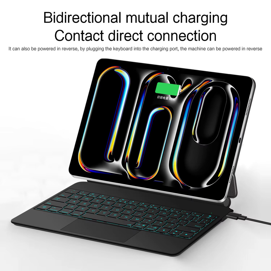 AJIUYU Pogo Pin Magic Keyboard Smart Case Tastaturhülle für iPad Pro und iPad Air in Weiß - Bild 3