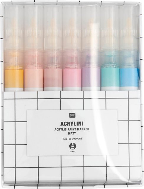 Rico Design Acrylini Marker Set in Pastel Colours, permanente Tintenmarker in Multicolour - Bild 1