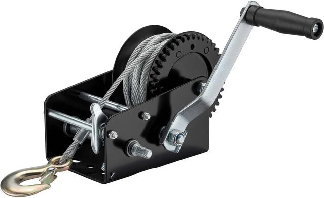 Wiltec Handseilwinde mit 10 m Stahlseil, Tragkraft 1500 kg, Schwarz - Bild 1
