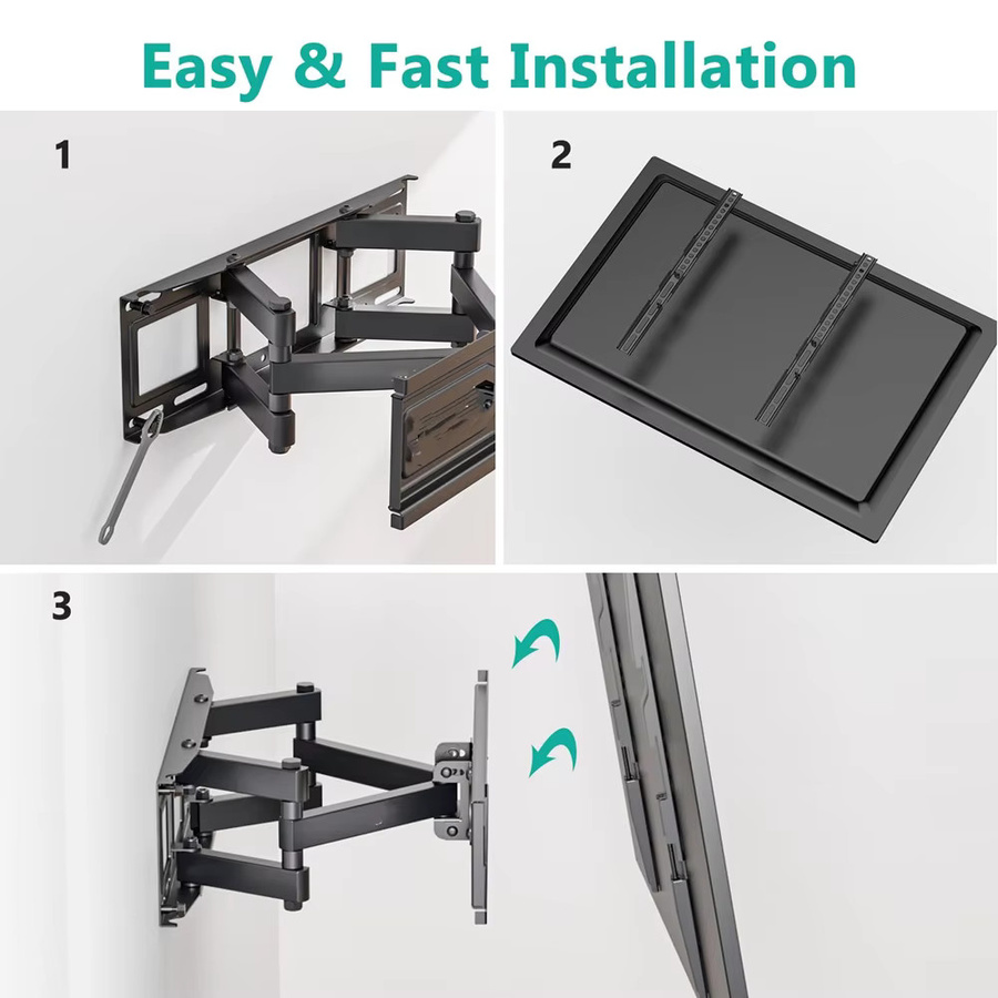 BEISHI Full Motion TV-Wandhalterung für 40-80 Zoll Fernseher, Schwarz, max. VESA 600 x 400 mm, Tragkraft bis 55 kg - Bild 2