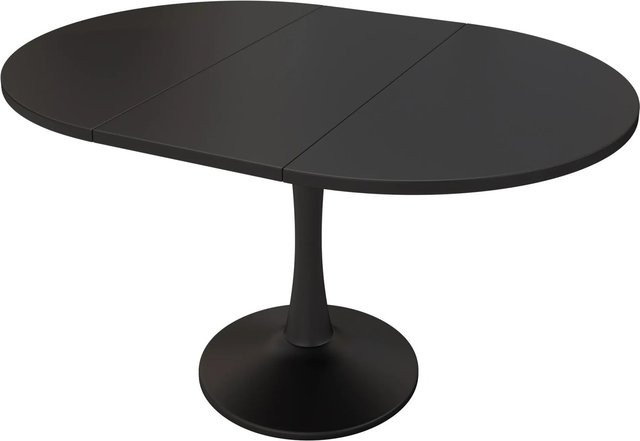 okwish Esstisch oval und ausziehbar in Schwarz matt, B/T: 140 x 100 cm - Bild 1