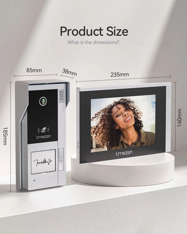 TMEZON WiFi Video-Gegensprechanlage mit 7 Zoll 1080P Touchscreen IP Türsprechanlage und Fernentriegelung in Weiß oder Silber - Bild 5