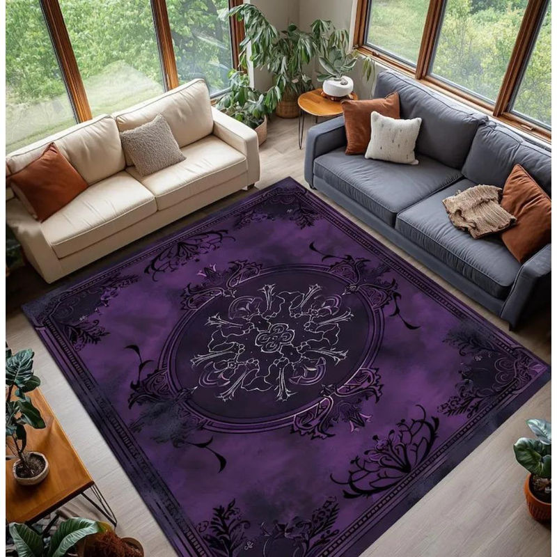 Karpetti Gothic Teppich mit Barock-Mandala-Muster in Lila und Blau, waschbarer Vintage Teppich aus Polyester, Breite: 60 cm, Länge: 90 cm - Bild 2