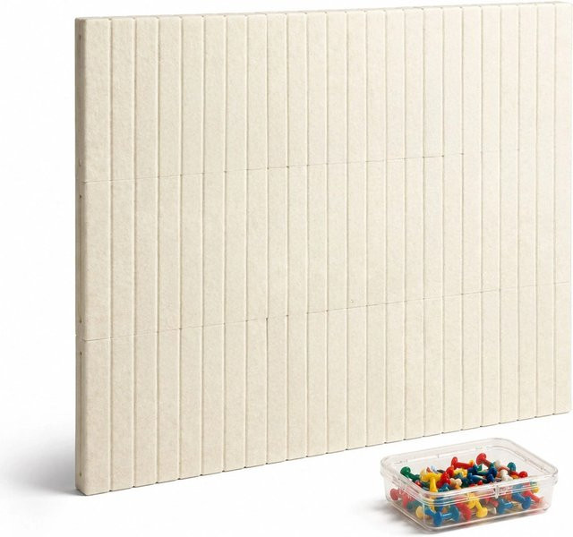 Relaxdays Filzpinnwand Set aus Akustikfilz in Beige, selbstklebend, B: 120 cm, H: 90 cm - Bild 1