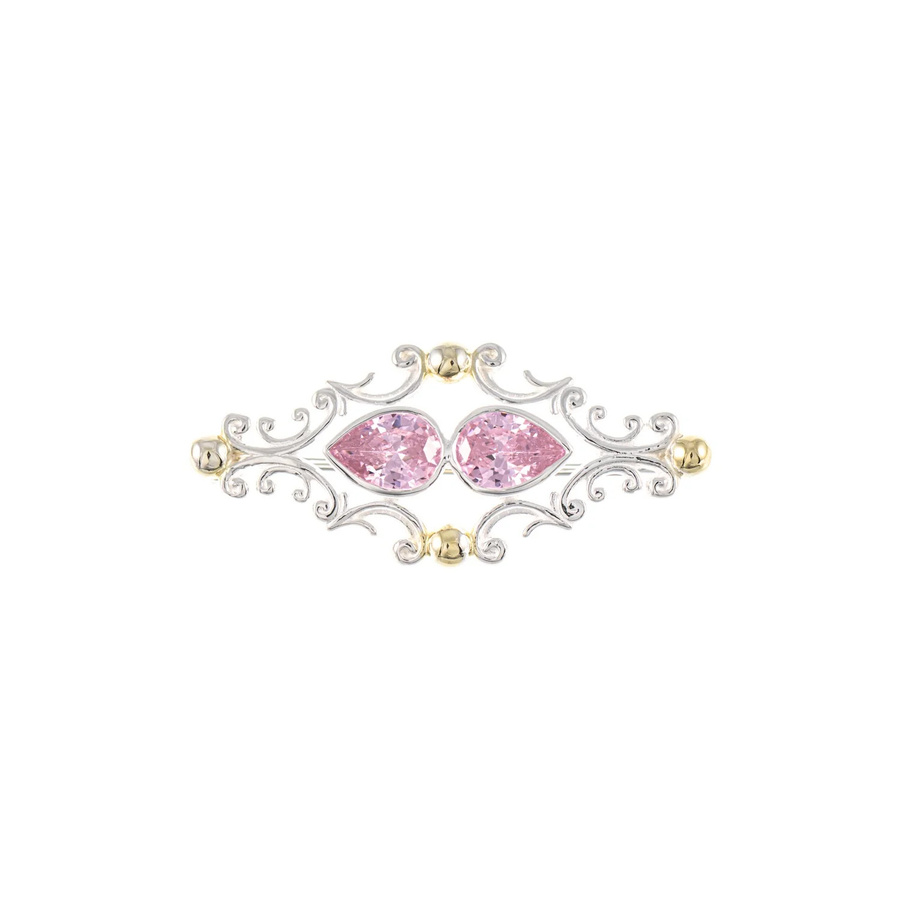 Brosche 925 Silber, teilvergoldet, Zirkonia, rosa, Damen - Bild 1