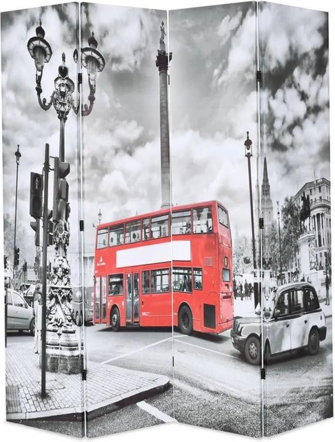 vidaXL Raumteiler Klappbar London Bus Schwarz-Weiß B/H: 160 x 170 cm - Bild 1