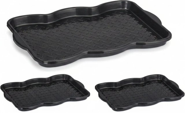 Relaxdays Schuhabtropfschale 3er Set Schwarz B: 48 cm, T: 34 cm, H: 3 cm - Bild 1