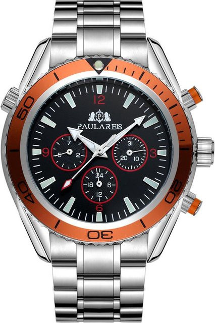 Paulareis Armbanduhr, Automatik, Edelstahl, Schwarz, Herren - Bild 1