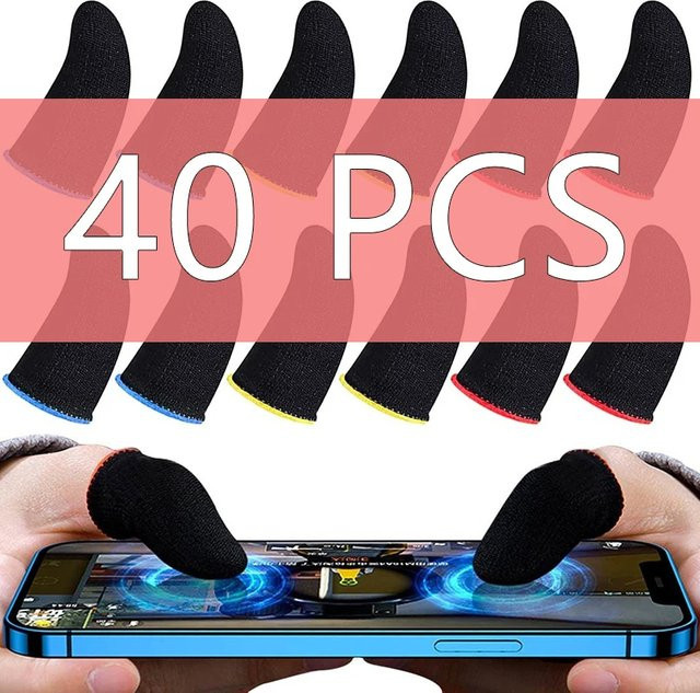 Fomscvka Gaming Finger Handschuhe für Mobile Shooter, 40 Stück Anti Slip Finger Sleeves für Touchscreen, Schwarz und Gelb - Bild 1