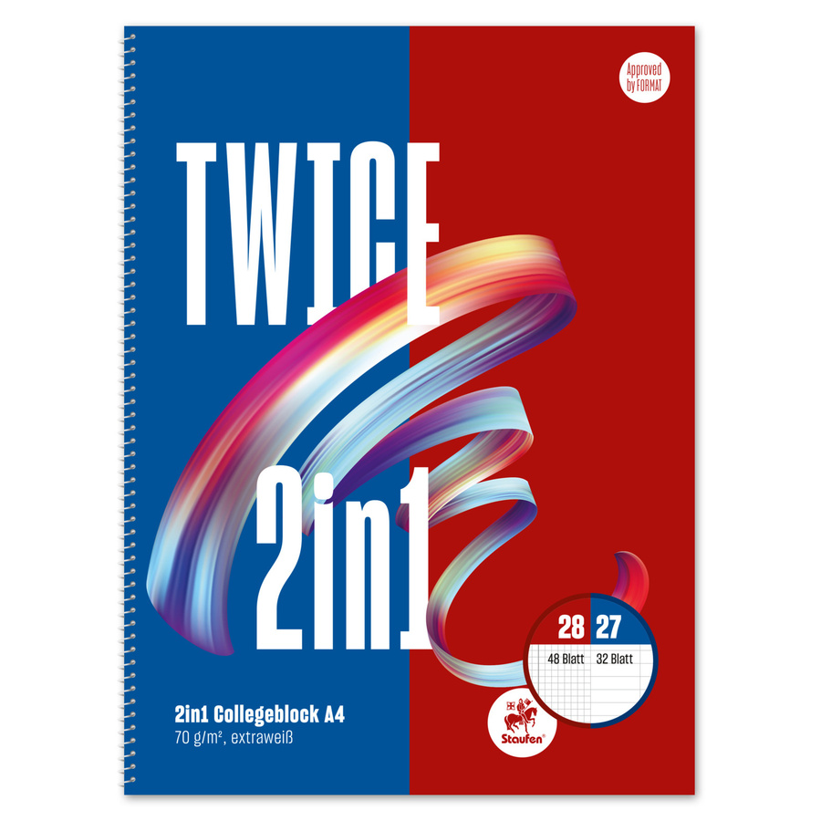 Staufen Collegeblock Twice 2in1 DIN A4 liniertes Papier in Multicolor und Weiß - Bild 2